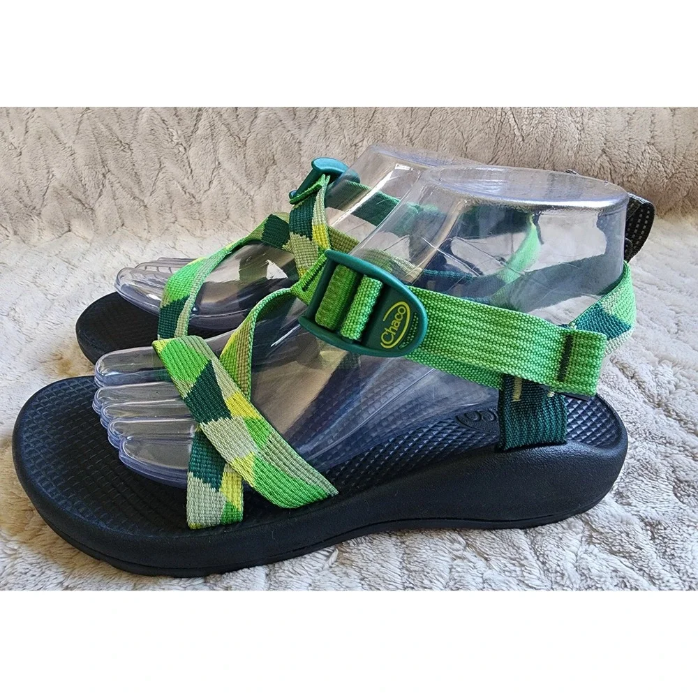 Chaco Kids Z1 Ecotread Green Geometric Strappy Sandals Size 6 JCH180394Z